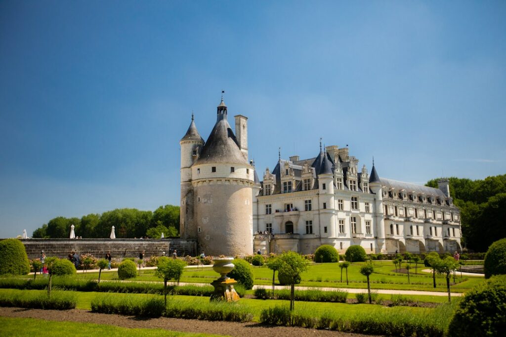 Château de Chenonceau in the Loire Valley, France — iconic Renaissance chateau with formal gardens and turrets